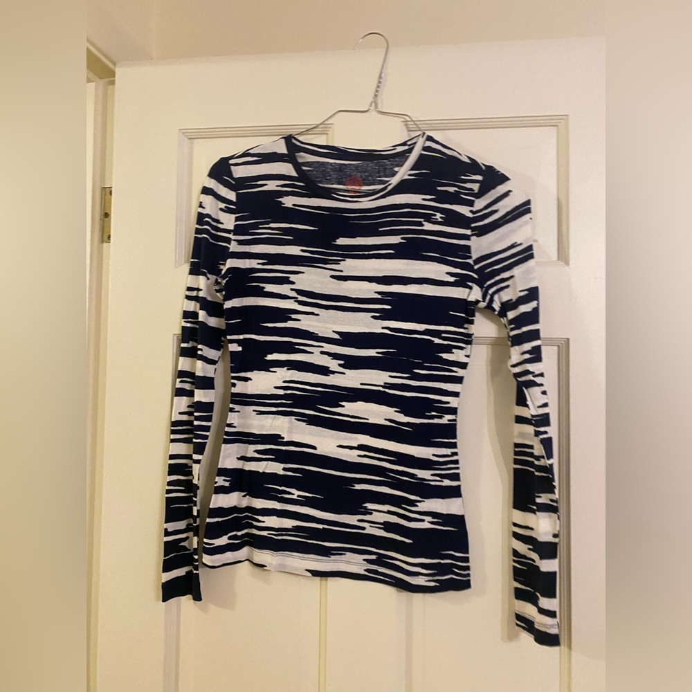 Tory Burch navy and cream top